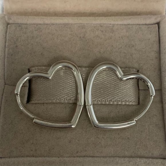 Pandora Asymmetrical Heart Hoop Earrings - Picture 1 of 5